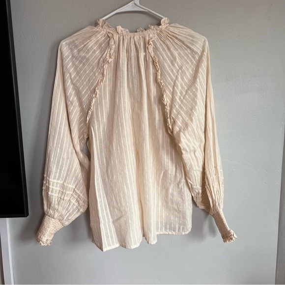 Cleobella Ari Blouse Peasant Top in Ivory with Gold sparkle S - Picture 9 of 9